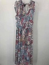 Pre-Owned Ann Taylor Blue Size Small Floral Shift Maxi Sleeveless Dress