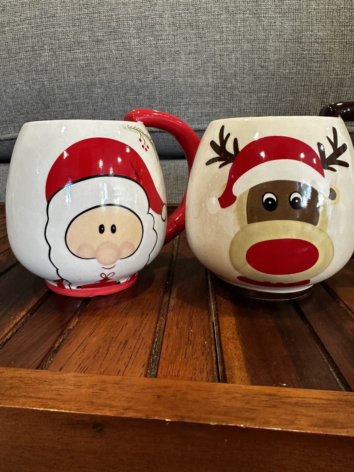 Global Design Connection Santa & Reindeer Christmas Mugs Coffee Or Cocoa