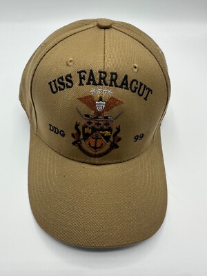 The Corps USS Farragut DDG 99 Logo Beige Baseball Cap Hat One Size