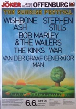 SUNRISE FESTIVAL BOB MARLEY KINKS WAR 1976 German A1 Concert poster NM RARE