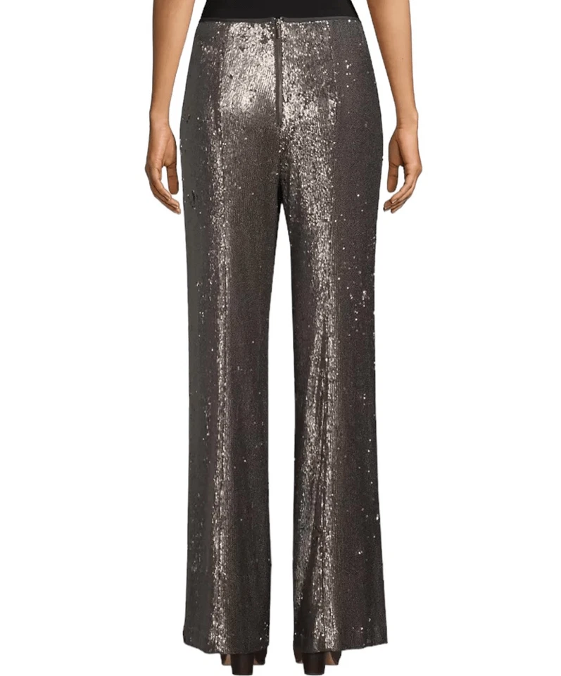Nanette Lepore PASHA SEQUIN straight leg PANTS IN GUNMETAL size 2 - Image 4 of 4