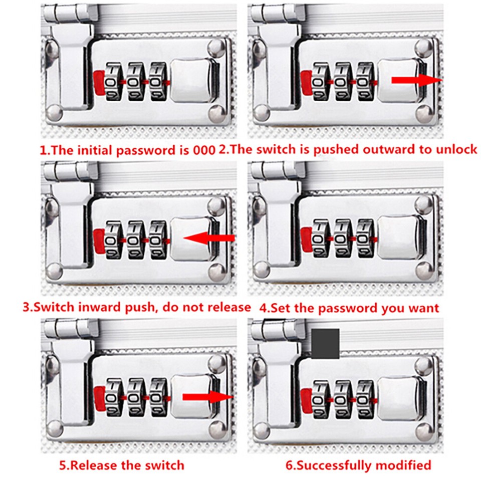 Black Password Aluminum Hard Case Briefcase Toolbox Carrying Box Water ...