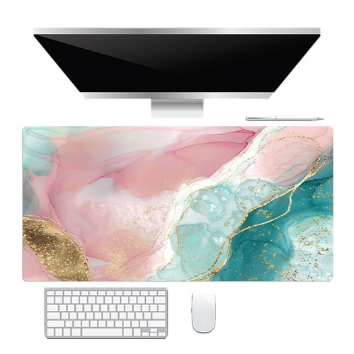 Vintage Pink and Gold Mouse Pad Green Marble Mouse Pad for Keyboard and Desk Mat - Picture 2 of 6