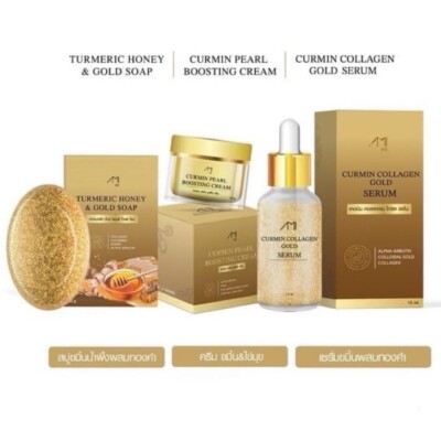3X AMI Tak Siriporn Boosting Cream Collagen Gold Serum Turmeric Honey Gold Soap