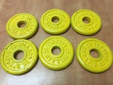 Vintage Billard Steel Weight Plates Set of 6 X 2.5 lbs. 2 1/2 lbs Holes 1.25"