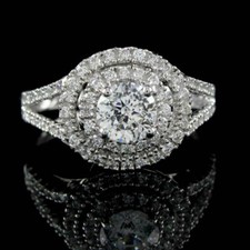 2.50Ct Lab Created Diamond Double Halo Wedding Ring 14K White Gold Finish