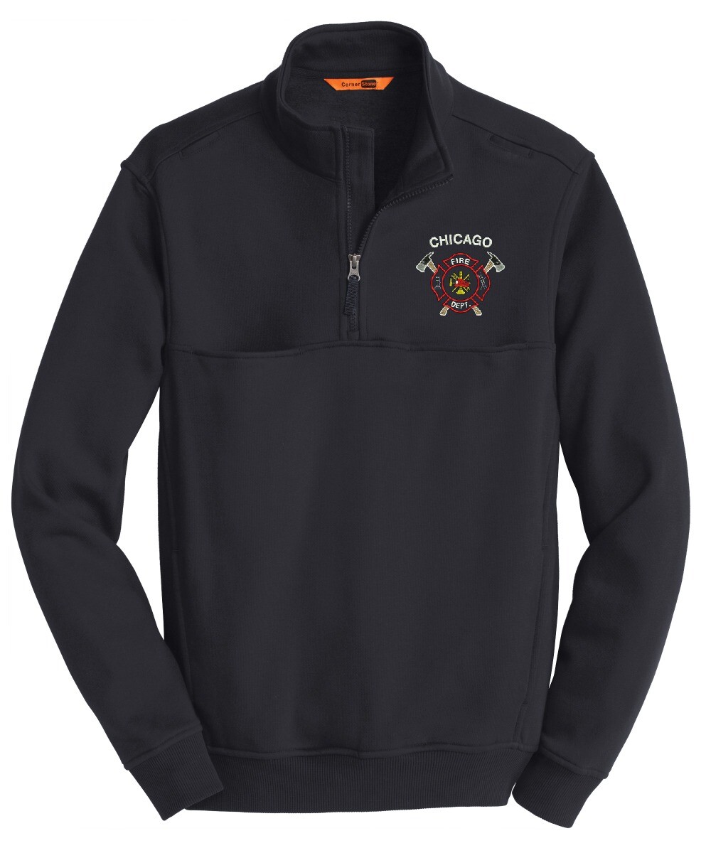 【関税&送料込】Stone Jersey Sweatshirt With Logo Bad Chicago Fire Department 1/4 Zip Job Sweatshirt W/ Crossed