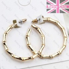 RETRO kleine mittelgroße Metall BAMBUS CREOLEN Creolen GOLD MODE Kreolen