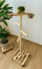 Papageien Freisitz, Papageienspielzeug, 1.20m, Kiefer/Birke inkl Futterschüsseln