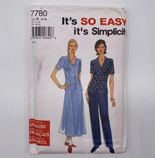 Simplicity Sewing Pattern 7780 Womens Shirt Skirt Pants Sizes 8 To 18 Uncut