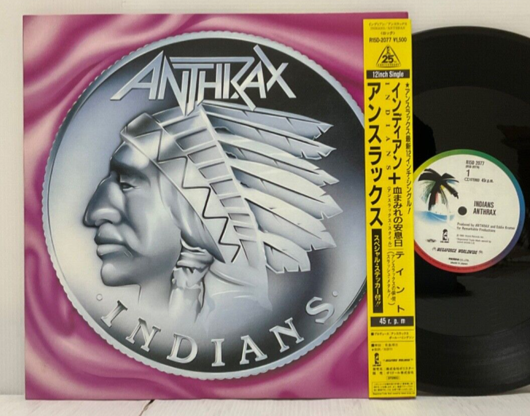 Anthrax – Indians 12” EP 1987 Japan Island Records Thrash Heavy 