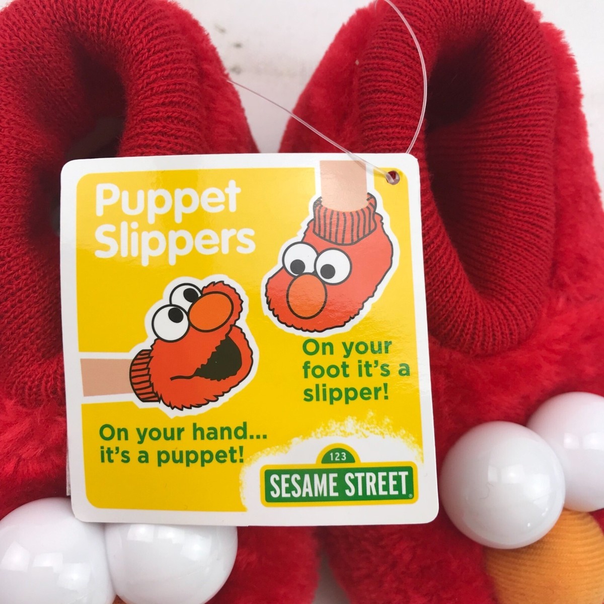 Elmo Sesame Street Puppet Kids Slippers Red Fuzzy Medium 7-8 - Main Image
