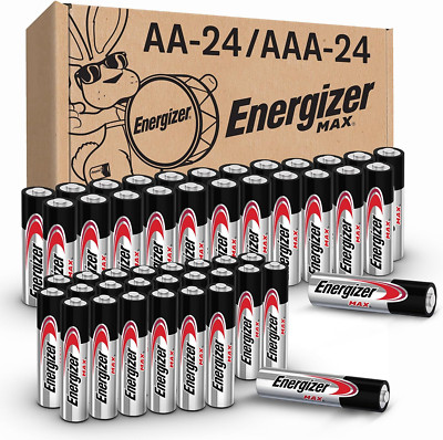 Energizer MAX AA 24 Alkalaine Batteries & 24 MAX AAA Alkaline Batteries, 48 pack