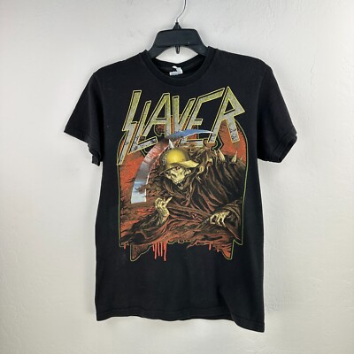 Slayer T-shirt Mens S Black Skull Reaper Helmet Grunge Metal Band Streetwear