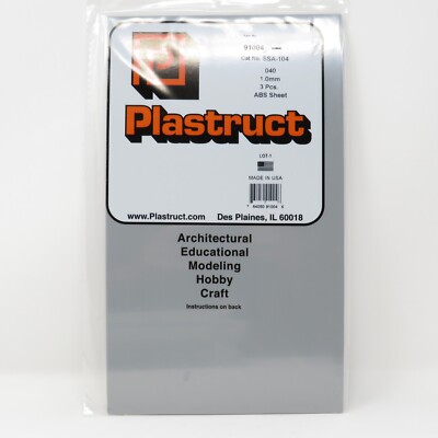 Plastruct 91004 Gray .040'' 12x7 ABS Plastic Sheet Set Scratch building Supplies