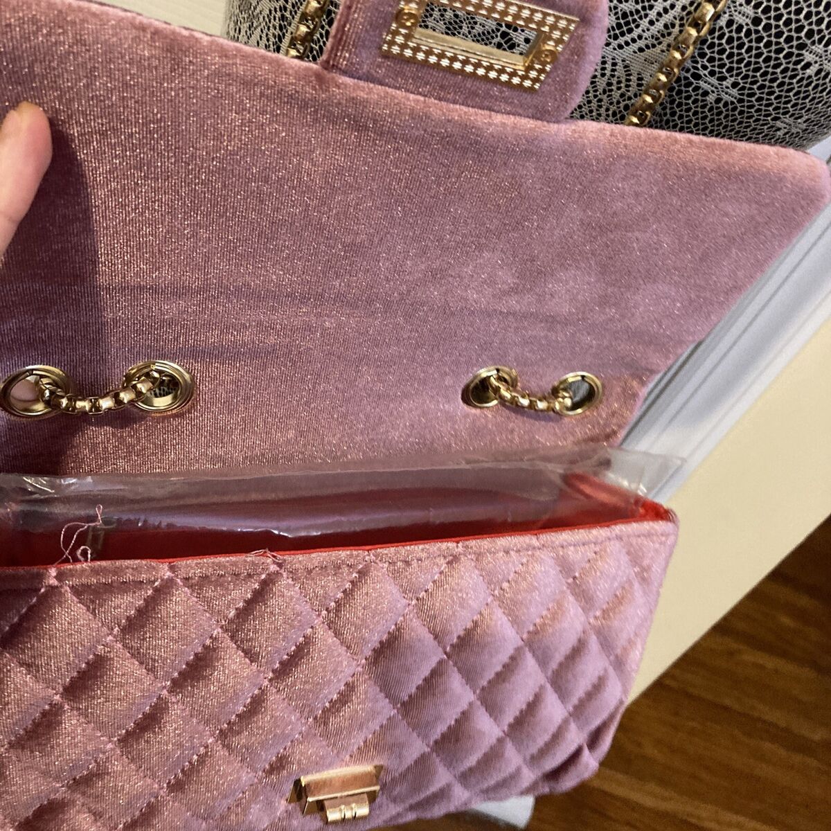 pink chanel inspired bag