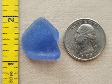 GENUINE BEACH SEA GLASS SURF TUMBLED CORNFLOWER LIGHT BLUE PENDANT FROSTED D1