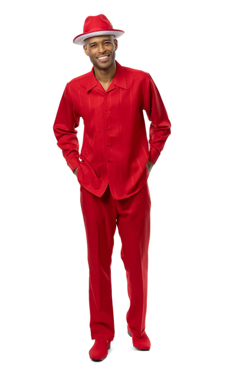 Montique 2375 Long Sleeve Two Piece Set Red