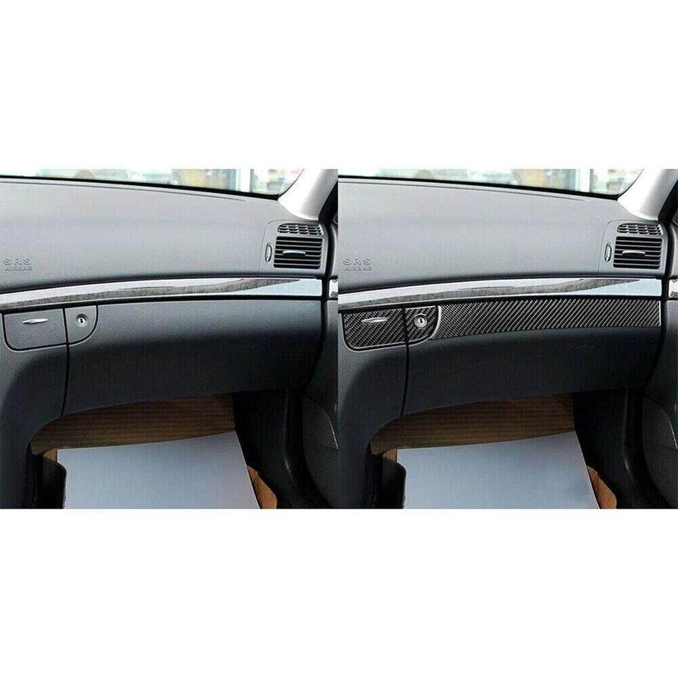 3X Cover Trim Passenger Dashboard Carbon Fiber For Mercedes-Benz W211 2003-2009 - Image 2 of 4