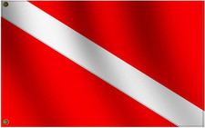 Heavy Duty Dive Flag 36X24 Inch -Longest Lasting Oxford Nylon 210D Four Rows St
