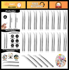 40 Pcs Precision Stainless Steel Tweezers Set for Craft, Electronics, Jewelry &