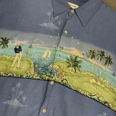Vtg Pierre Cardin Golf Hawaiian Shirt Mens Lg All Over Designer S/S Button Down