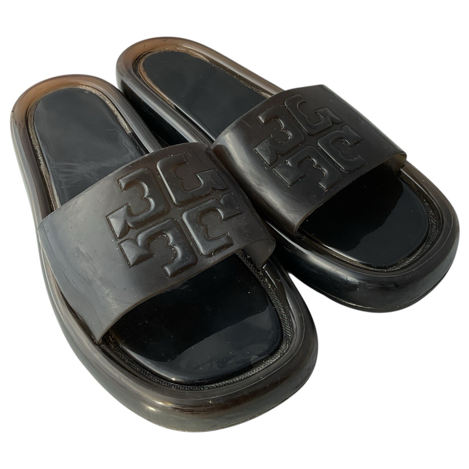 Tory Burch Bubble Jelly Black Rubber Slide Sandals Shoes Women’s Size 8B