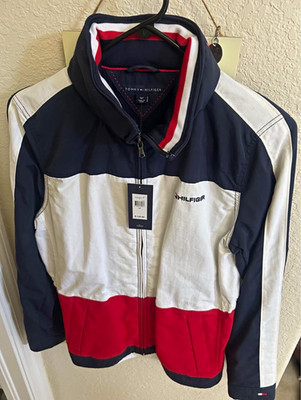 Tommy Hilfiger Women s Colorblock Full Zip Jacket Navy/White/Red Size M