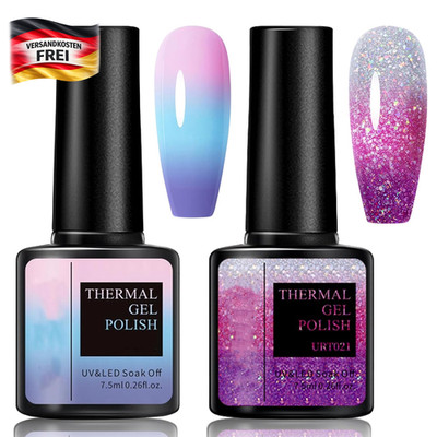 Farbwechsel UV Gel Nagellack Set für Nail Art 7.5ml 2er Pack Temperaturwechsel r