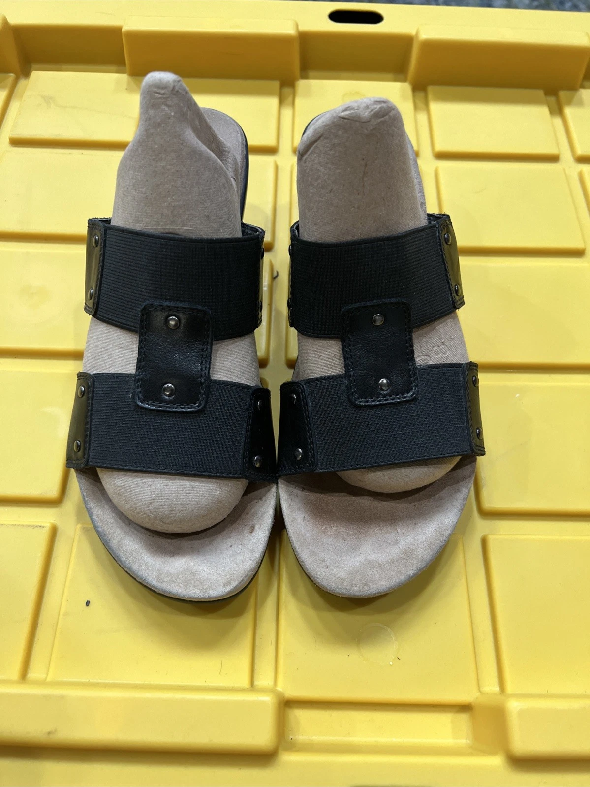 SANDALI CLARKS SLIP ON SLIDE in pelle nera donna taglia 8M