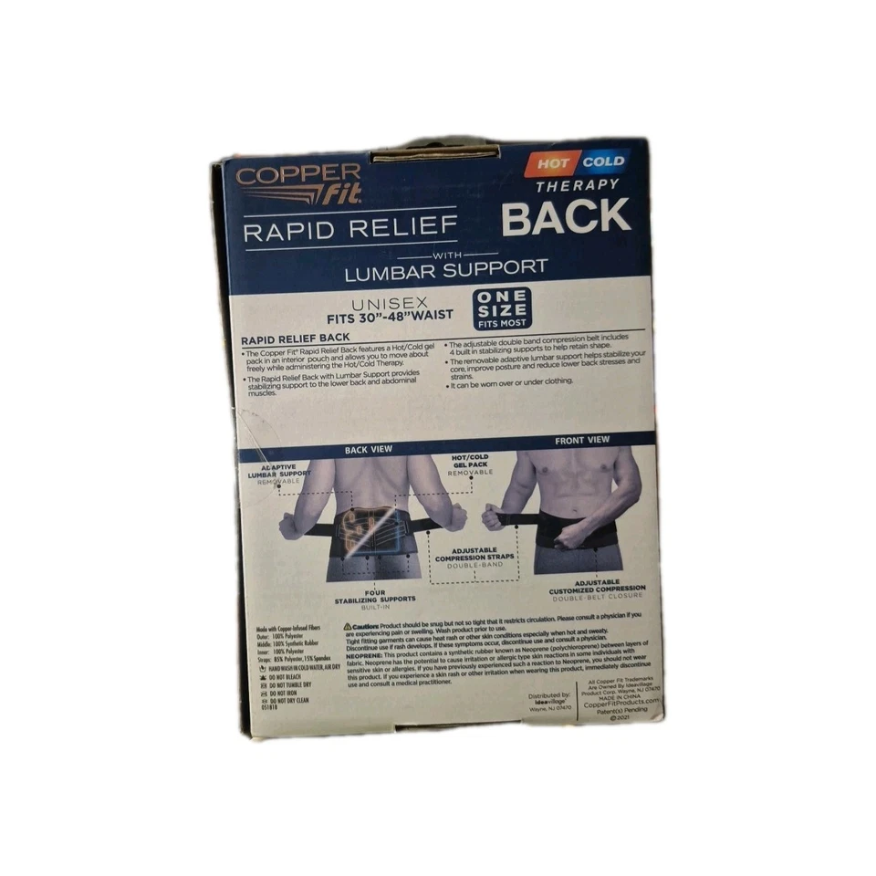 COPPER Fit 快速缓解 3 合 1 热/冷治疗背部支撑 均码 可调节 — 第 4/4 张图片