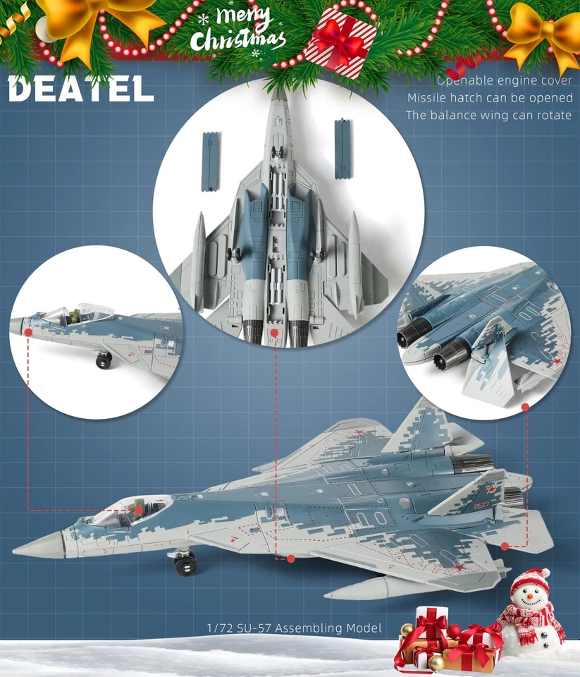 SEBUNAS 1/72 Scala SU 57S Aereo Militare Giocattolo Modello di Costruzione - Immagine 3 di 4