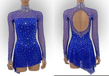 Ice skating dress Competition Figure Skating Twirling Costume blue