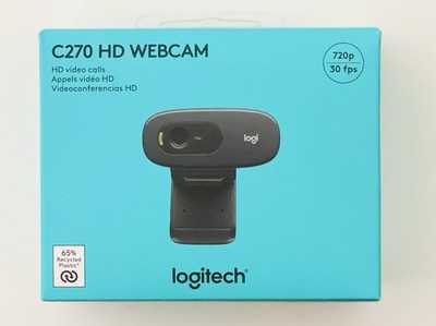 Logitech C270 HD Webcam, 720p, Built-in Microphone, USB, Universal Clip