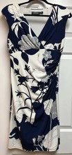 Ralph Lauren Women's Blue Sleeveless Floral V Line Dress, Size 6