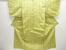 7457672: JAPANESE KIMONO / ANTIQUE KIMONO / SILK / YONEZAWA TSUMUGI / WOVEN GRID