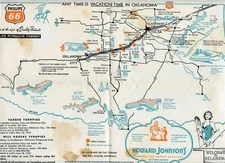 Phillips 66 & Howard Johnson's Vacation Time in Oklahoma Placemat 1950's 