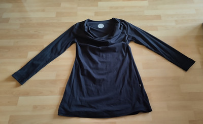 VISHES Tunika Long-Shirt Mini-Kleid Wasserfallkragen BW Gr. XXXL 44/46 schwarz