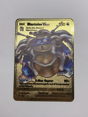 RARE Pokemon Blastoise VMAX Gold Metal High Quality Fan Art Display Card  NM/M