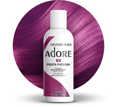 Adore Semi Permanent Hair Color (083 Fiesta  Vegan & Cruelty-Free Pink 4 Fl Oz