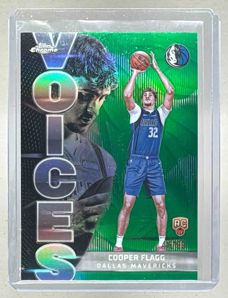 Cooper Flagg 2025 Topps Chrome #VS-6 Green Refractor Voices Rookie RC /99