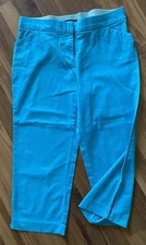 Counterparts Capri Pants Womens Size 10 Blue Teal Crop Wide Stretch Waistband