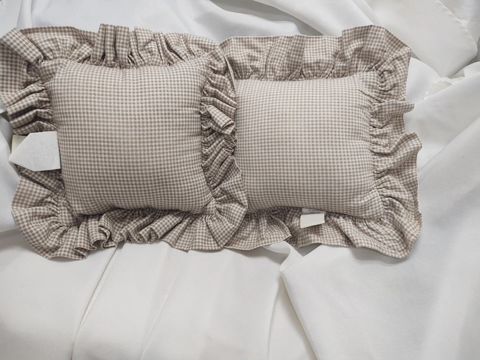 Waverly Morning Glory цветочные и бежевые подушки цвета слоновой кости с оборками 13 x 13 дюймов - Изображение 2 из 4