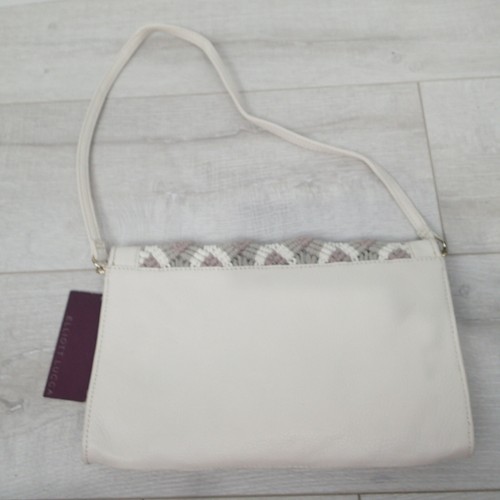  Elliott Lucca White Bag leather fabric purse tote satchel - Picture 6 of 8