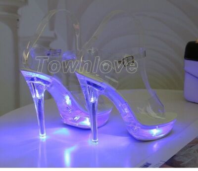 Women Stripper Shoes Light Up Glow High Heels Party Wedding Club Sandals Fashion