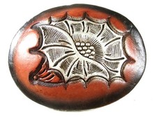 Western Cowboy Desert Rose Leather Belt Buckle Unbranded 3416