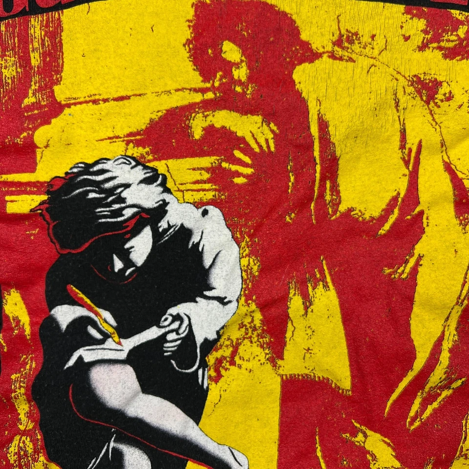 Camiseta De Colección 1991 Brockum Guns N' Roses Para Hombres XL Negra Usa Tu Ilusión Banda Camiseta Foto 3 de 4