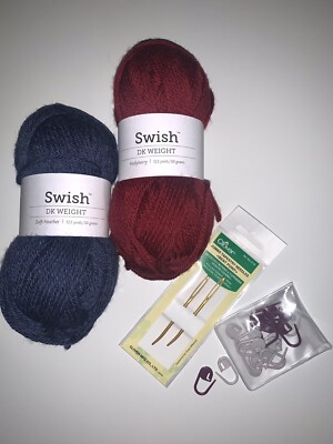 Crochet kit: 2 Swish Yarns, Jumbo Tapestry Needles & Locking Stitch Markers