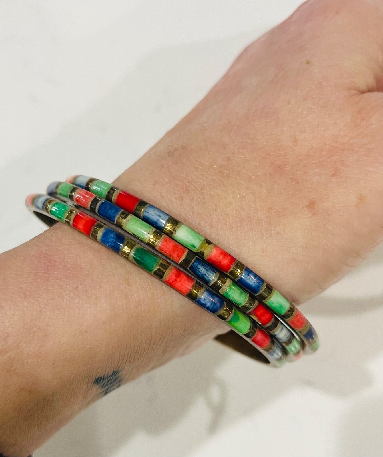 7 beautiful stackable bangles including red agate… - image 3