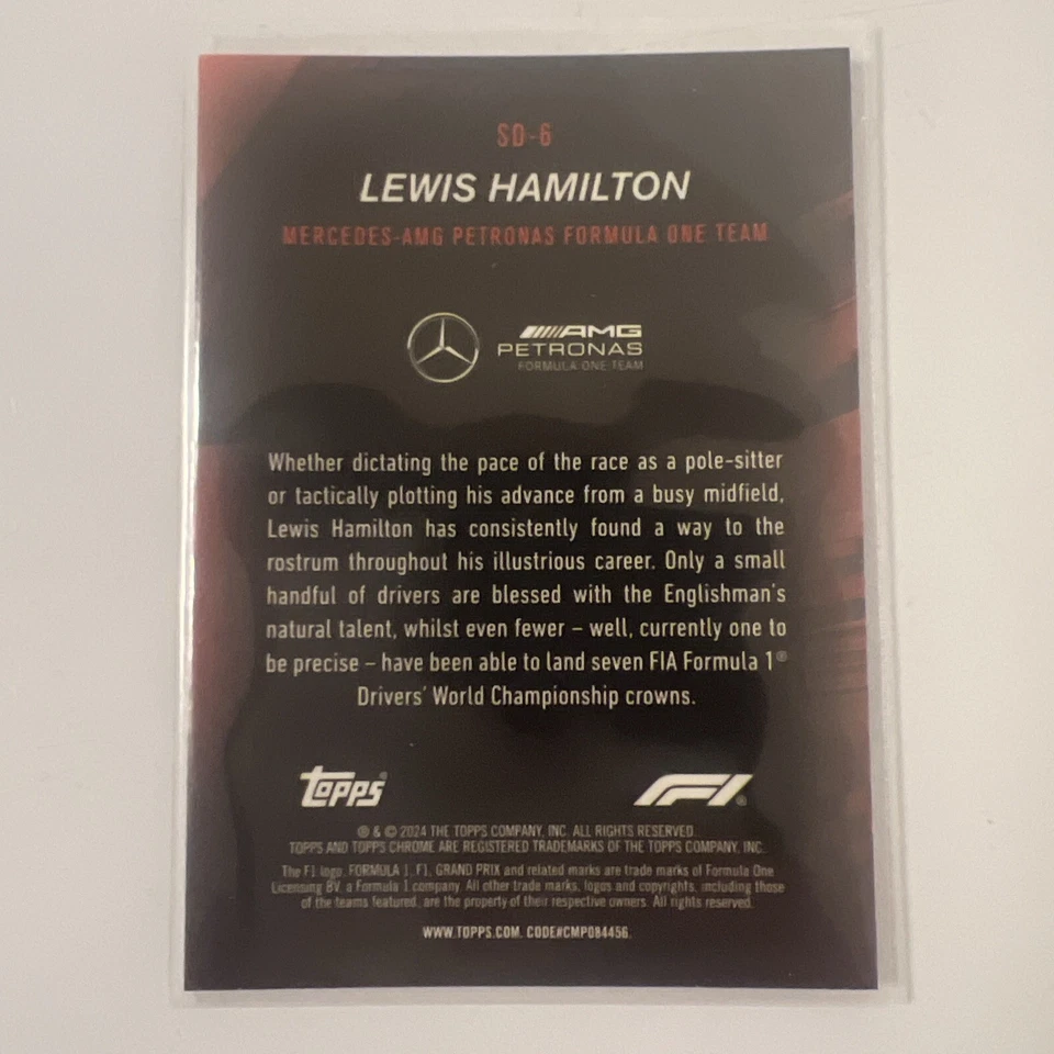 2024 Topps Chrome Formula 1 Lewis Hamilton SP Speed Demons Refractor Card #SD-6 - Image 2 of 2